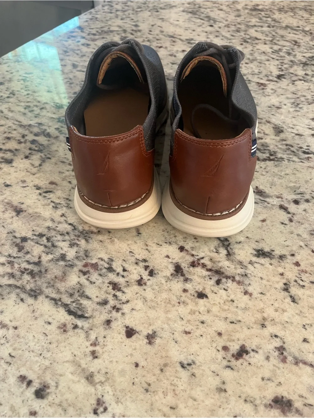 NAUTICA Men’s Black Shoes 9 Knit Brown Leather Casual Dress